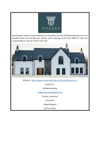 Wall Rendering Near Preston Lancashire | Rhodesrendering.co.uk