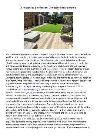 3 reasons to pick resilient composite decking