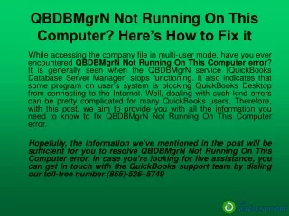 qbdbmgrn not running on this computer here s how to fix it