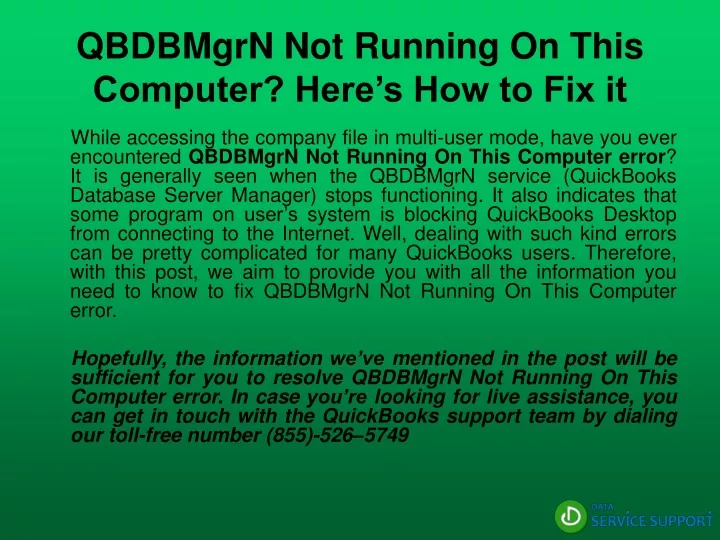 qbdbmgrn not running on this computer here s how to fix it