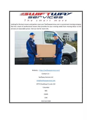 Movers and Packers Near Me | Swiftwayservices.com