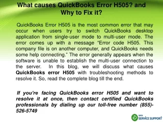 what causes quickbooks error h505 and why to fix it