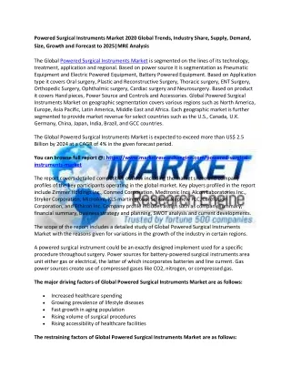 powered surgical instruments market 2020 global