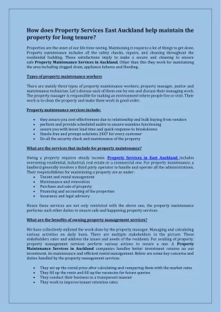 how does property services east auckland help