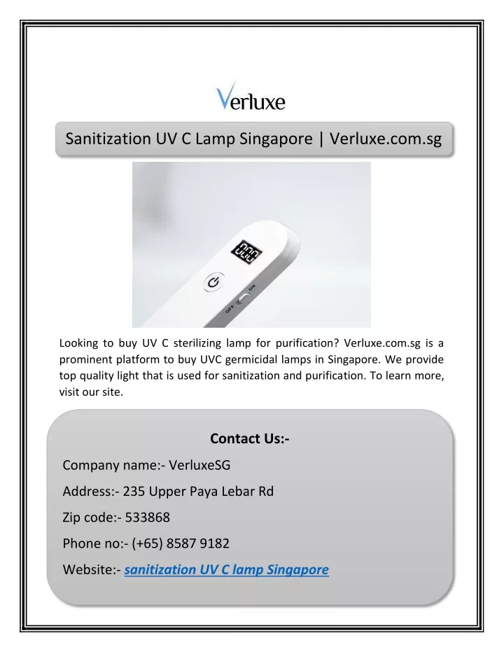 sanitization uv c lamp singapore verluxe com sg