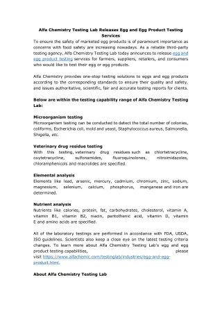 alfa chemistry testing lab releases