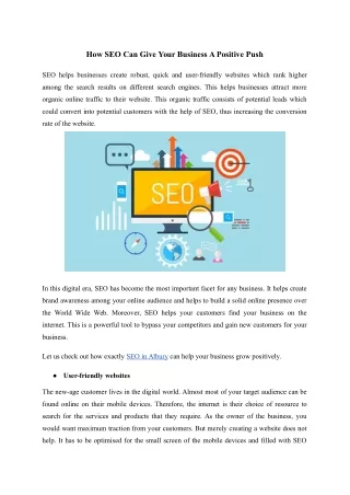 How SEO Can Give Your Business A Positive Push