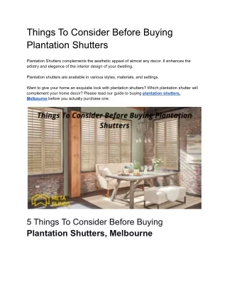 things to consider before buying plantation