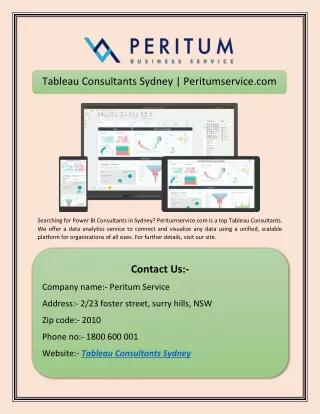 Tableau Consultants Sydney | Peritumservice.com