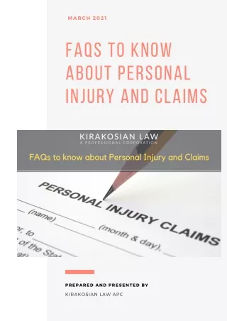 Frequently asked questions about personal injury law and claim