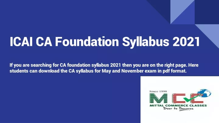 icai ca foundation syllabus 2021