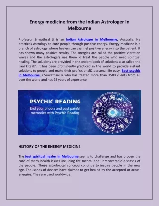 Energy medicine from the Indian Astrologer In Melbourne