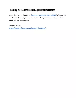 financing for electronics in usa electronics