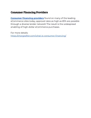 consumer financing providers