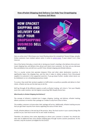 how epacket shipping and delivery can help your