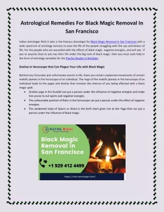 Astrological Remedies For Black Magic Removal In San Francisco