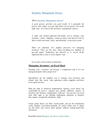 inventory management process what is inventory