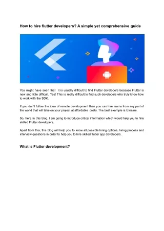 how to hire flutter developers a simple