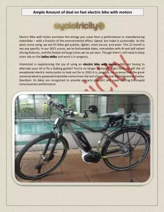 Ample Amount of deal on fast electric bike with motors