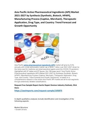 Asia Pacific Active Pharmaceutical Ingredients (API) Market 2021-2027 by Synthesis (Synthetic, Biotech, HPAPI), Manufact