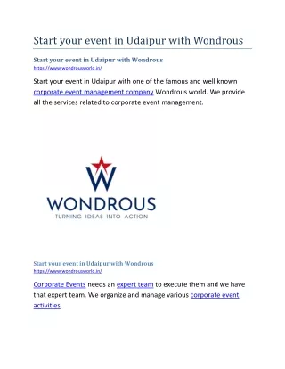 start your event in udaipur with wondrous