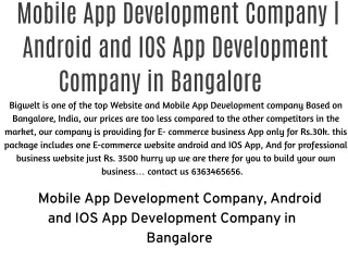 Mobile App Development Company | Android and IOS App Development Company in Bangalore