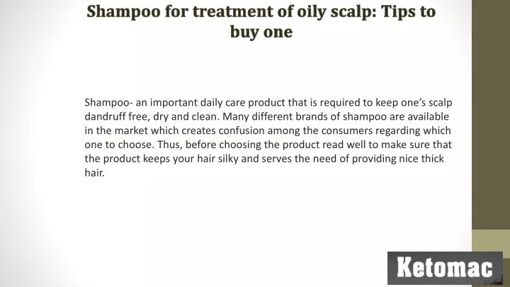 shampoo for treatment of oily scalp tips