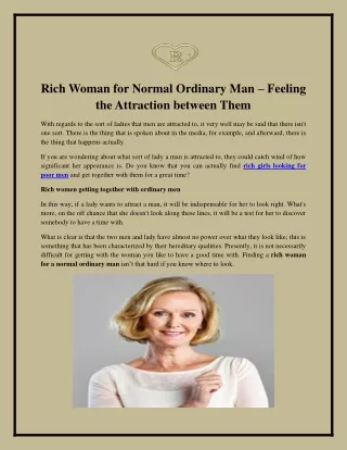Rich Woman for Normal Ordinary Man – Feeling the Attraction between Them