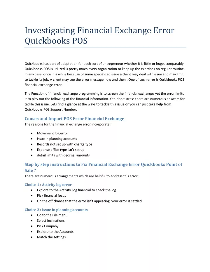 investigating financial exchange error quickbooks