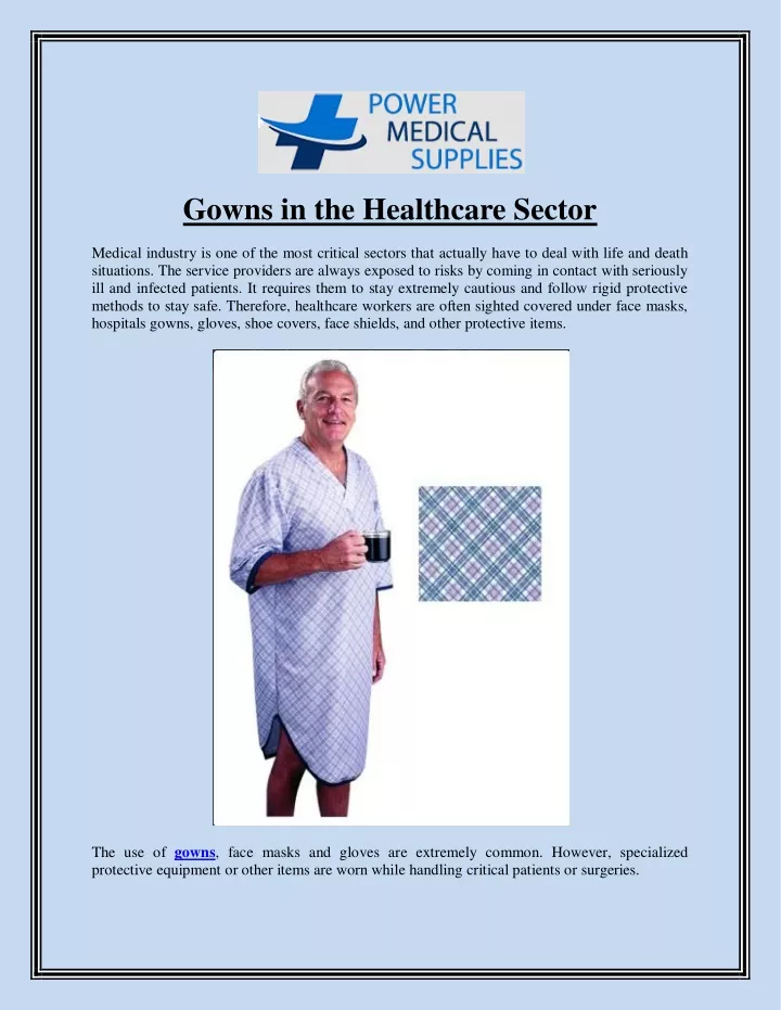 gowns in the healthcare sector