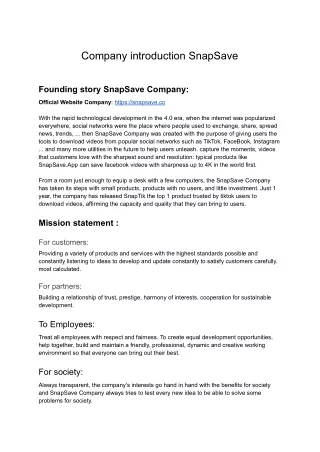 company introduction snapsave