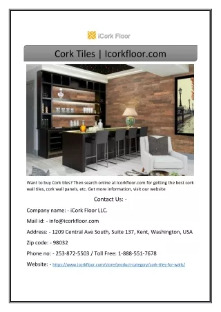 Cork Tiles | Icorkfloor.com