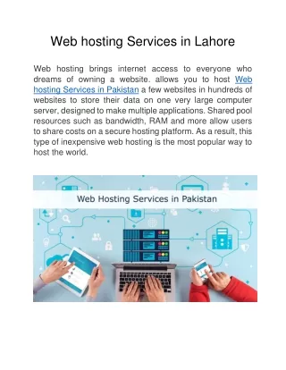 Web hosting Services in Lahore