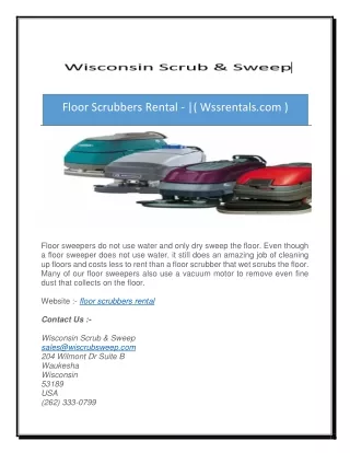 Floor Scrubbers Rental - |( Wssrentals.com )