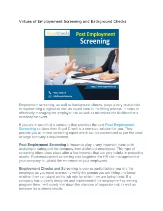 virtues of employement screening and background