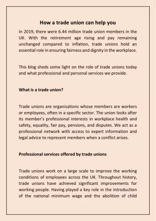 How a trade union can help you