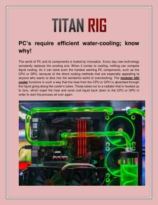 PC’s require efficient water-cooling; know why!