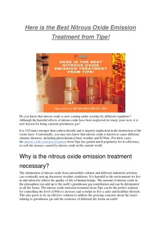 Here is the Best Nitrous Oxide Emission Treatment from Tipe!