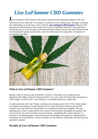 Lisa LaFlamme CBD Gummies Reviews "Where to Buy" Benefits & Side Effects (Website)!