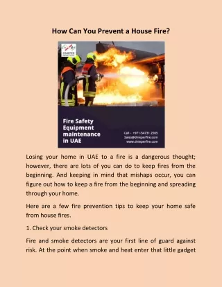 how can you prevent a house fire