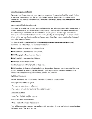 airport management course in Maharashtra