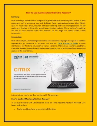how to use dual monitors with citrix receiver