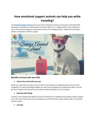 How emotional support animals can help you while traveling?