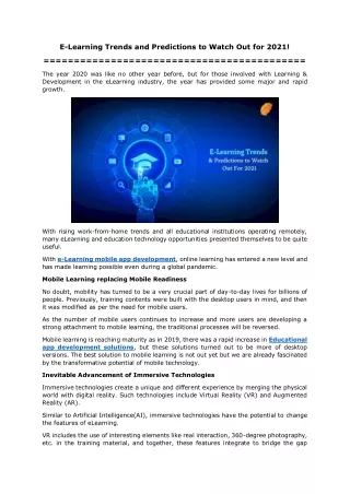 e learning trends and predictions to watch