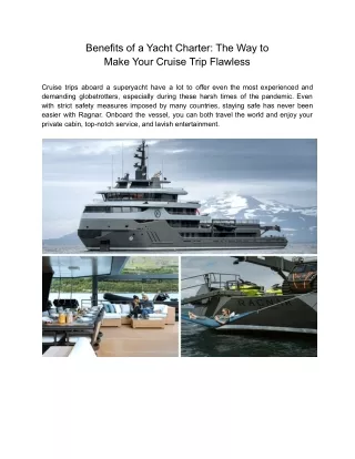 benefits of a yacht charter the way to make your