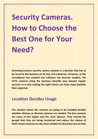 security cameras how to choose the best