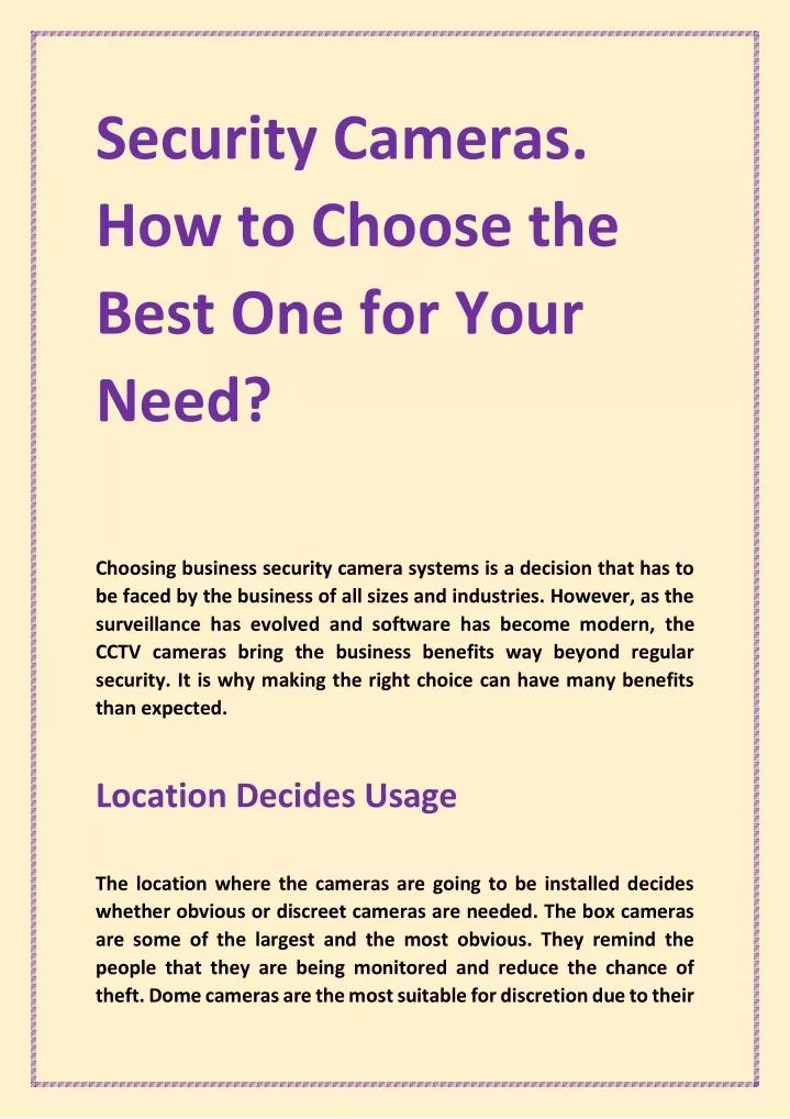 security cameras how to choose the best