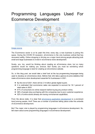Programming languages used for ecommerce development