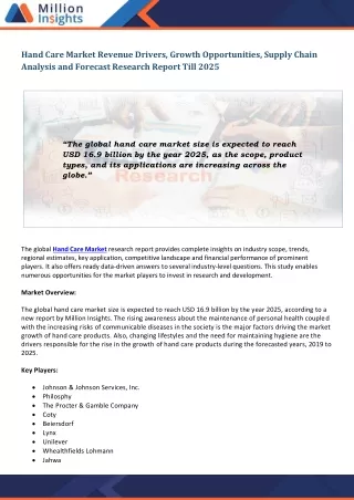 hand care market revenue drivers growth