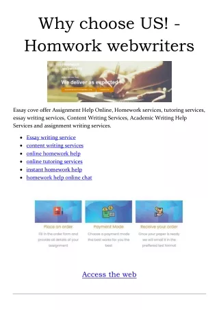 why choose us homwork webwriters